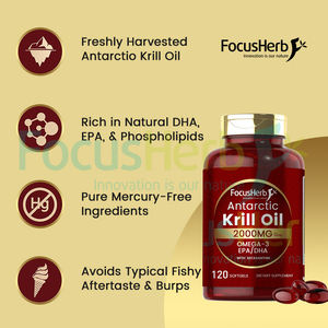 Huile de Krill FocusHerb en capsules molles 1000mg, Huile de Krill Antarctique en capsules molles - Product Image 3