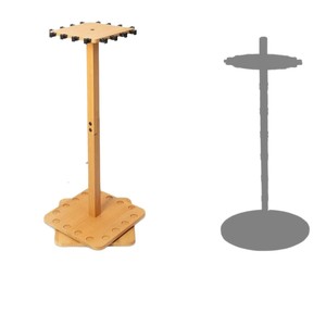 Support de rangement pour cannes à pêche en bois, sur pied, rotatif, en bois massif, pour cannes et filets - Product Image 1