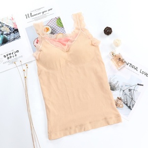 Gilet da donna per l'inverno senza cuciture Top di <span class=keywords><strong>velluto</strong></span> ispessimento per le donne Sexy con scollo a V di pizzo biancheria intima termica - Product Image 6