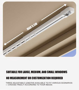 Riel de Cortina Telescópico Extensible de Aluminio con Diseño <span class=keywords><strong>Moderno</strong></span> y Forma Alargada para Uso Doméstico - Montaje en Techo, Funcionamiento Silencioso - Product Image 3