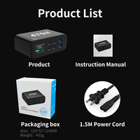 Chargeur de bureau GaN 470W multi-ports USB C 140W à charge rapide avec écran numérique TFT pour ordinateur portable, iPhone, MacBook