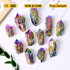 Wholesale Angel Aura Quartz <b>Pineapple</b> Quartz Point Rough Crystal Electroplate Cluster Point for Decoration - Product Image 3