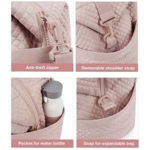 Sac de voyage pour femmes tendance, grand sac de week-end, sac de voyage pour la nuit, sac en nylon rose pour tapis de yoga - Product Image 5