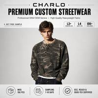 Camiseta Charlo de Camuflaje de Punto Grueso con Manga Larga Acanalada, Estilo Urbano para Hombre, con Logotipo Personalizado, OEM, ODM, Venta al por Mayor