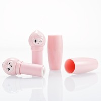 Baume à lèvres en plastique en forme de poupée pêche mignonne, tubes vides pour soins des lèvres en forme de dessin animé pour enfants et adolescents, sérigraphie