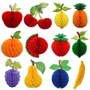 EAST TERN Colorful Summer Holiday Party Decorations Tissue Paper Honeycomb Fruit Paper decoration for daily party Luau