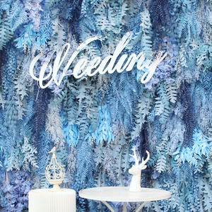 Luxe 3D bleu brume herbe enrouler tissu fleur artificielle mur mariage scène décor tissu plante mur fête tirer fond - Product Image 3