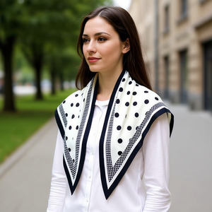 Pañuelo triangular Ziye de 135x60cm con lunares, pañuelo multifuncional para mujer, para todas las estaciones, poliéster y algodón - Product Image 3