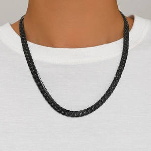 Unisex Minimalist Stainless Steel Necklace Link <b>Chain</b> with Geometric Pattern Trendy Fashion Jewelry for Anniversary Unisex Gift - Product Image 6
