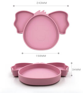 Vente flash Ensemble d'alimentation pour bébé personnalisé de qualité alimentaire non toxique sans BPA Bol en silicone assiettes divisées avec ventouse pour tout-petits - Product Image 6
