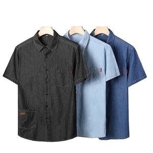 Camicie <span class=keywords><strong>di</strong></span> <span class=keywords><strong>jeans</strong></span> blu da uomo <span class=keywords><strong>di</strong></span> nuova estate camicie <span class=keywords><strong>di</strong></span> <span class=keywords><strong>jeans</strong></span> a <span class=keywords><strong>maniche</strong></span> <span class=keywords><strong>corte</strong></span> camicie <span class=keywords><strong>di</strong></span> <span class=keywords><strong>jeans</strong></span> blu chiaro in cotone da uomo <span class=keywords><strong>di</strong></span> alta qualità - Product Image 1