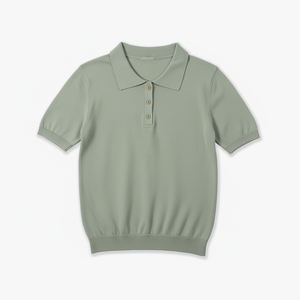 Tela antiarrugas 100% acrílica, ropa de punto para adultos, Vietnam ODM y OEM, camisa polo de punto de color sólido informal. - Product Image 2