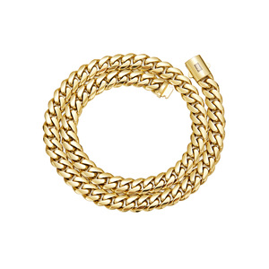 Collana a Catena Cubana Monaco in Acciaio Inossidabile 316L Placcato Oro PVD 14K, 6mm-14mm, Antiossidante e Impermeabile - Product Image 3