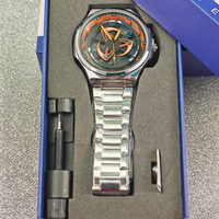 Jam Tangan Pria Terbaru 2026, Hadiah Jam Tangan Putar Model Mobil, Gaya Sporty, Baja Hitam, Jam Tangan Pria dengan Kotak Set, Arloji