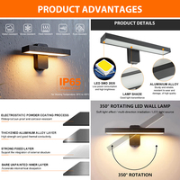 Applique murale LED extérieure en alliage d'aluminium, étanche IP65, blanc chaud, noir ou gris, à économie d'énergie et longue durée de vie