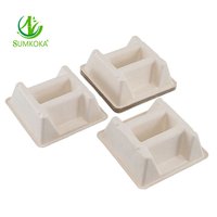 SUMKOKA Boîte alimentaire carrée en pulpe de bagasse de 6,4 pouces, boîte à tacos naturelle, boîte jetable en canne à sucre résistante à la graisse pour hamburger