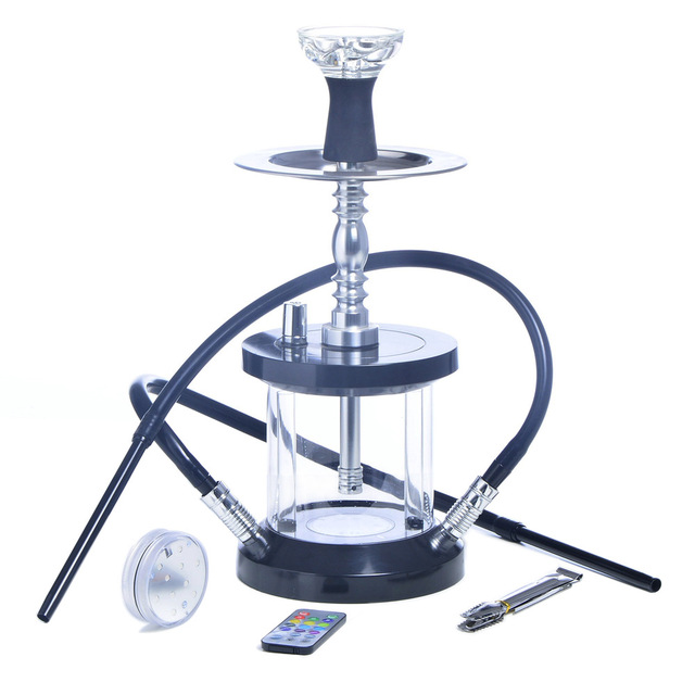 New Design Custom Acrylic 2 Hoses Eco-Friendly Durable Mini Hookah LED Lights Portable Shisha Unique Decorative Luxury Modern