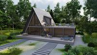 Nouveau design de maison de luxe en bois triangulaire préfabriquée isolée à 2 étages et 2 chambres à coucher pour hôtel