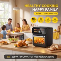 Four à Friture à Air Chaud Numérique 10L à Double Chauffage avec Écran Tactile et Fenêtre Visible pour Cuisine - Vente en Gros