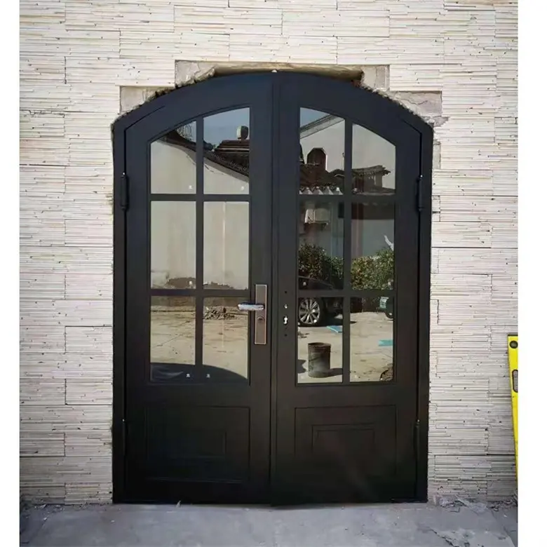 Y-TOP 2024, Прямая поставка с завода, кованые железные двери с двойным входом, межкомнатные двери со стеклом