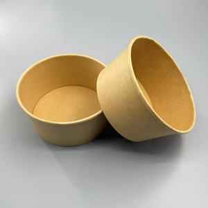 Tazón de Papel Kraft Natural Reutilizable y Desechable de Grado Alimenticio, Contenedor Redondo para Alimentos con Impresión Personalizada para Servicio de Comida para Llevar en Restaurantes - Product Image 1