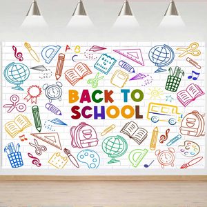 Fondo Fotográfico de Fieltro para Regreso a Clases, con Diseño de Manzana y Autobús Escolar, Decoración para Fiestas, Personalizable - Product Image 6