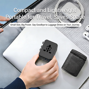 Adaptador de Viaje Universal Internacional Todo en Uno, 45W <span class=keywords><strong>GaN</strong></span>, 2 USB-A, 2 USB-C, 2500W, 100-250V, Fusible de Reinicio Automático para Viajes a Todo el Mundo - Product Image 1