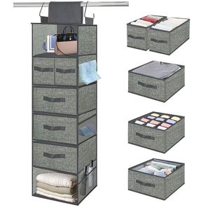 Cartroll Nursery Mesh Grey 6 Section Closet Organizer - Over Door Hanging <b>Shelves</b> with Drawer - Product Image 2