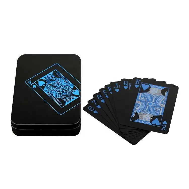 कस्टम थोक प्लास्टिक पोकर खेल कार्ड डेक 4 रंग चमक में अंधेरे फ्लोरोसेंट ताश खेल