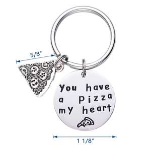คุณมีพิซซ่าหัวใจของฉันพวงกุญแจสนุกอาหารสแตนเลสกระเป๋าเป้สะพายหลังจี้โลหะอัลลอยน้ำหนักเบาดีไซน์ - Product Image 5