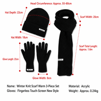 Ensemble 3 pièces hiver chaud : bonnet tricoté à cache-oreilles, écharpe et gants – Tenue thermique simple et polyvalente pour hommes et femmes, idéale pour l'extérieur et le quotidien