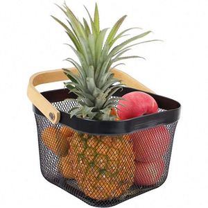 Metal <b>Mesh</b> Steel <b>Basket</b> with Handle Garden <b>Baskets</b> for Gathering Vegetables Square Hanging Storage Shelf Fruit <b>Basket</b> Bin - Product Image 5