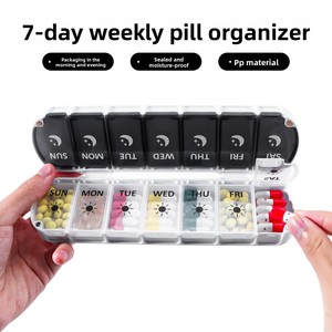 Nouvelle boîte à pilules de voyage en plastique PP à fermeture magnétique, 7 jours, 14 compartiments, étui à pilules AM PM, organisateur de pilules 2 fois par jour - Product Image 3
