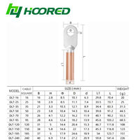 Cosses de câble bimétalliques cuivre-aluminium DTL, borne de transition standard AWG pour connexion à sertir de câble de distribution d'énergie