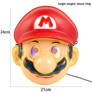 <span class=keywords><strong>Mario</strong></span> personnalisé pour <span class=keywords><strong>Super</strong></span> <span class=keywords><strong>Mario</strong></span> LED lumière froide <span class=keywords><strong>masque</strong></span> lumineux dessin animé Animation mascarade fête Performance EL - Product Image 4