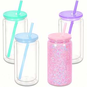 Gobelet boule à neige DIY en plastique PS transparent à double paroi, 20 oz, style américain, pour cadeaux d'affaires, emballé individuellement dans une boîte blanche - Product Image 3