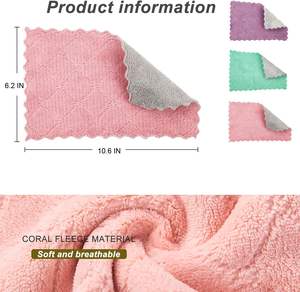 Fregona plana de microfibra de terciopelo Coral suave de primera calidad superabsorbente de secado rápido personalizable Color y tamaño - Product Image 3