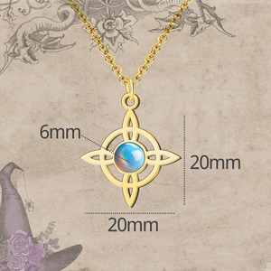 Amuleto protettivo opalino fortunato-ciondolo con nodo della strega in acciaio placcato oro come collana di strumenti di tornitura - Product Image 4