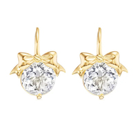 Boucles d'oreilles romantiques en forme de nœud papillon avec pierres précieuses rondes multicolores en argent sterling 925 poli Gemnel