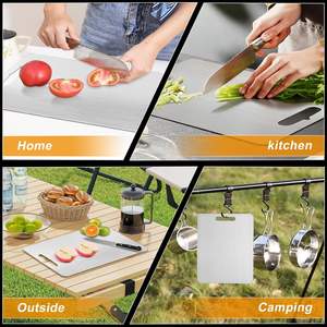 Planche à découper en acier inoxydable <span class=keywords><strong>de</strong></span> qualité alimentaire en gros, 3 tailles, résistante aux rayures, épaisseur <span class=keywords><strong>de</strong></span> 1 mm, planche à découper en titane pour la cuisine - Product Image 5