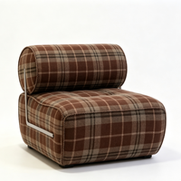 Fauteuil de salon solide en tissu à carreaux, idéal pour la maison, le bureau, le salon, la chambre, l'hôtel ou la villa