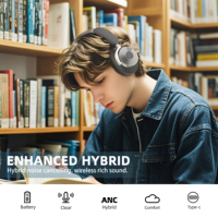 Headphone Stereo Air Max H80 ANC ENC, earphone Over-ear nirkabel Headset Bluetooth Bluetooth peredam kebisingan 2025