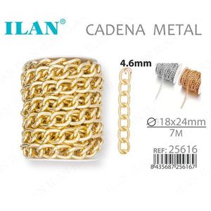 Catena in Metallo Ilan 18x24mm 7M Placcata Oro per Creazione di Gioielli - Product Image 1