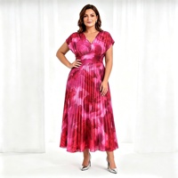 Robe longue plissée en mousseline de polyester imprimée florale africaine grande taille pour femme, commande en gros