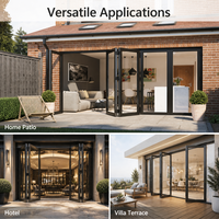 Porte pliante en aluminium de luxe avec double vitrage, porte d'entrée extérieure pliable, porte de patio pliable, coupe-vent, imperméable, insonorisée, taille personnalisée