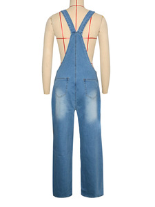 2025 nuova arrivata <span class=keywords><strong>tuta</strong></span> canotta in <span class=keywords><strong>Jeans</strong></span> un pezzo per donna <span class=keywords><strong>tuta</strong></span> a gamba larga a vita alta in Denim allentato - Product Image 4