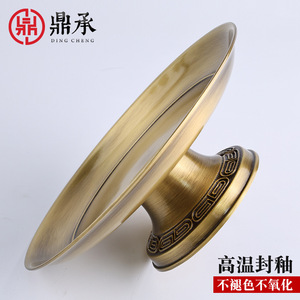 Ensemble de plateaux ronds en laiton épaissi, rayures gravées, surface polie en cuivre pur, plateau de service, plateau à fruits, nouveau style chinois - Product Image 5