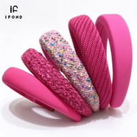IFOND Vente en gros de bandeaux pour cheveux, série rose, en tissu tweed tricoté, rembourrés en éponge, larges, pour femmes et filles