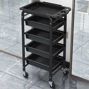 Chariot de coiffure professionnel noir 2026 avec 5 tiroirs pour salon de beauté, spa et barbier - Product Image 4