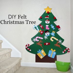 Window <strong>Wall</strong> Decorations Hanging Kids DIY Xmas Ornaments Felt With Led String DIY Felt <strong>Christmas</strong> <strong>Tree</strong> - Product Image 2